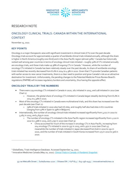 Research Note: Oncology Clinical Trials: Canada Within the ...